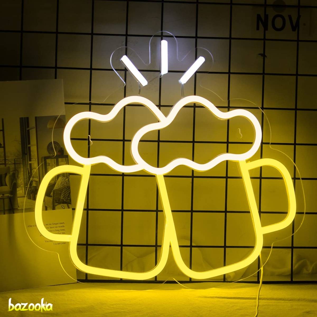 ネオンサイン ポップなビールジョッキ看板 楽しく乾杯 USB給電 取り付け簡単 アクリル LEDイルミネーション ナイトライト 雰囲気作り拍卖