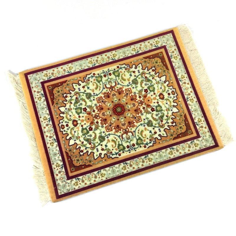 マウスパッド 【 アイボリーx赤 】 北欧 ペルシャ絨毯風 タペストリー 花瓶敷き テーブルセンター ドールハウスカーペット ミニマット拍卖