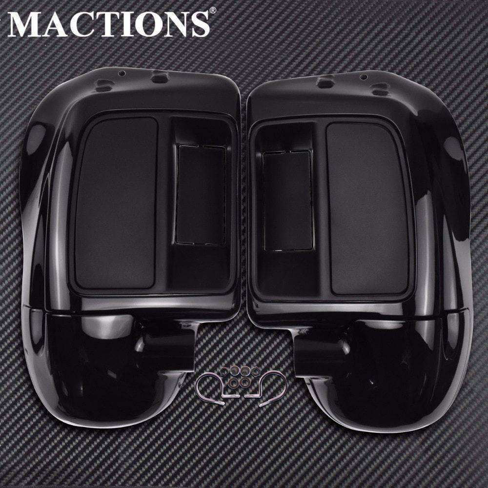 オートバイビビッドブラック下腿ウォーマーベントフェアリンググローブボックスハーレーツーリングロードキングストリートエレクトラグ?拍卖