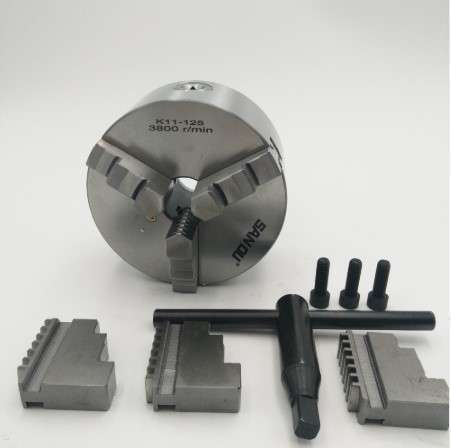 新品 ● 精密 125mm 三爪チャック ● 3つ爪チャック 旋盤用 レンチ ねじ拍卖