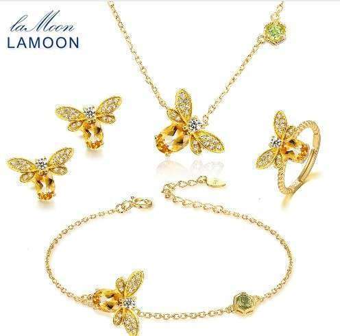 人気 ブランド LAMOON 高級 レディース 100%ナチュラルオーバルシトリン BEE セット拍卖