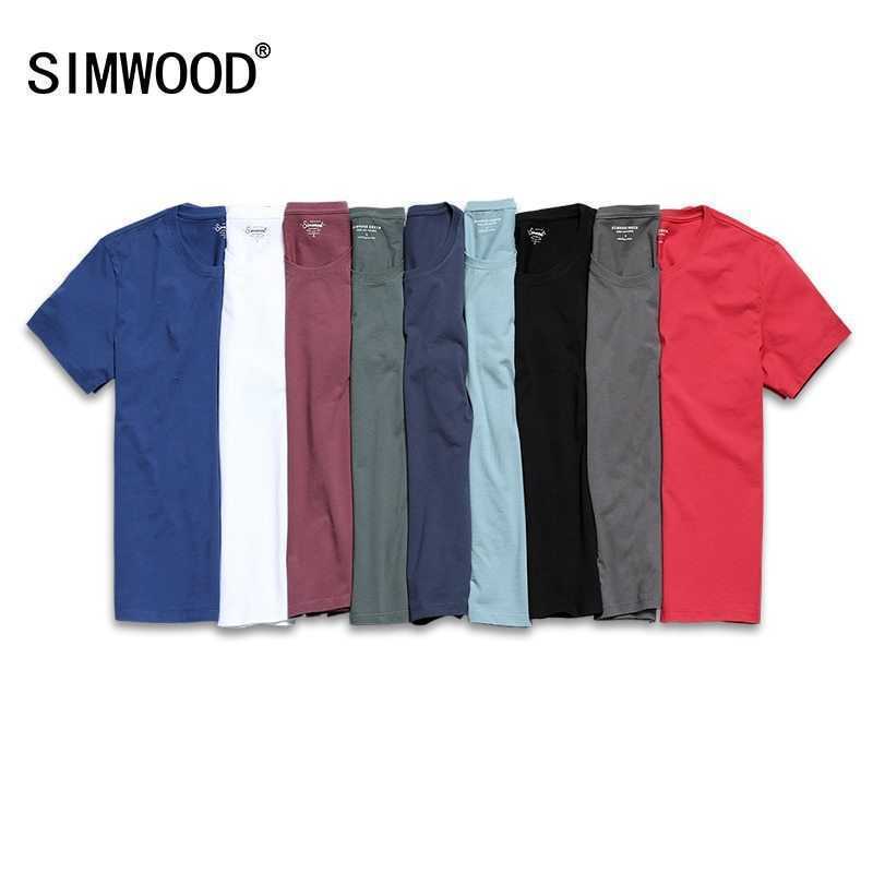 お得! SIMWOOD T シャツ Slim Fit Solid 色 fitness Casual Tops コットン Comforta拍卖