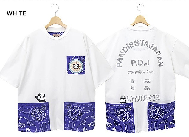 バンダナ切替BIGTシャツ◆PANDIESTA JAPAN ホワイトMサイズ 582952 パンディエスタジャパン ビッグシルエット ゆったりめ拍卖