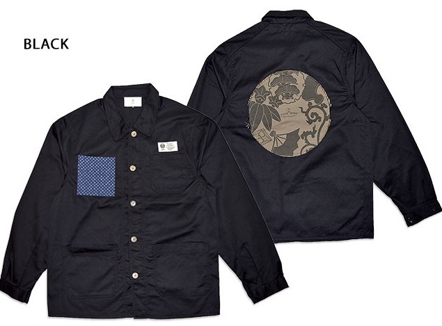 クレイジー和ボタンブルゾン◆喜人 ブラックLサイズ KJ-12810 和柄 和風 ジャケット 家紋 シンプル きじん拍卖
