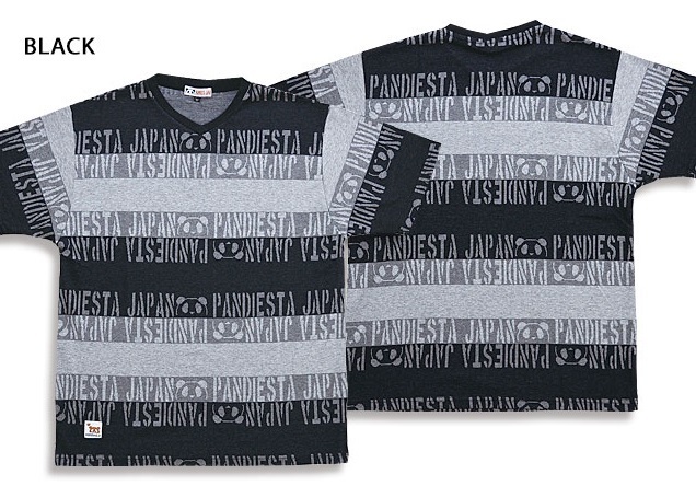 ジャガードボーダーVネック半袖Tシャツ◆PANDIESTA JAPAN ブラックMサイズ 582206 パンディエスタジャパン パンダ拍卖