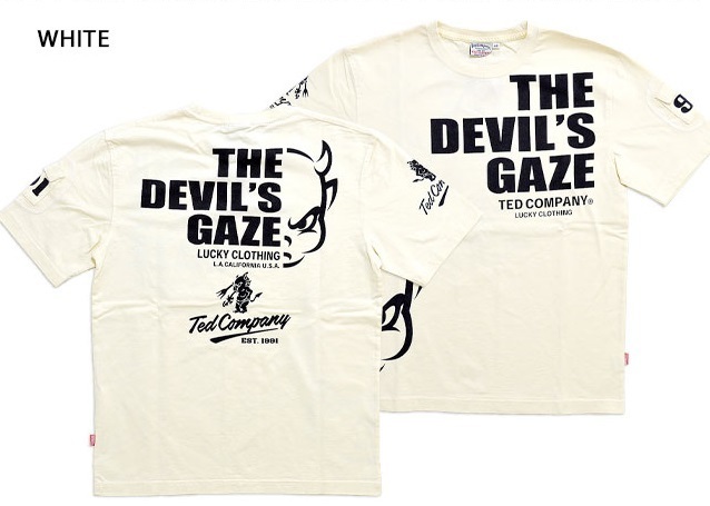 THE DEVIL'S GAZE半袖Tシャツ◆TEDMAN/テッドマン ホワイトMサイズ(サイズ40)TDSS-543 エフ商会 アメカジ 赤鬼 efu拍卖