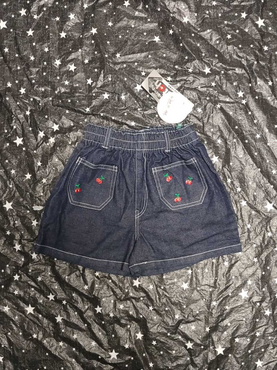 olive house さくらんぼ 刺繍 ショートパンツ 120 ネイビー デニム 日本製 新品未使用拍卖