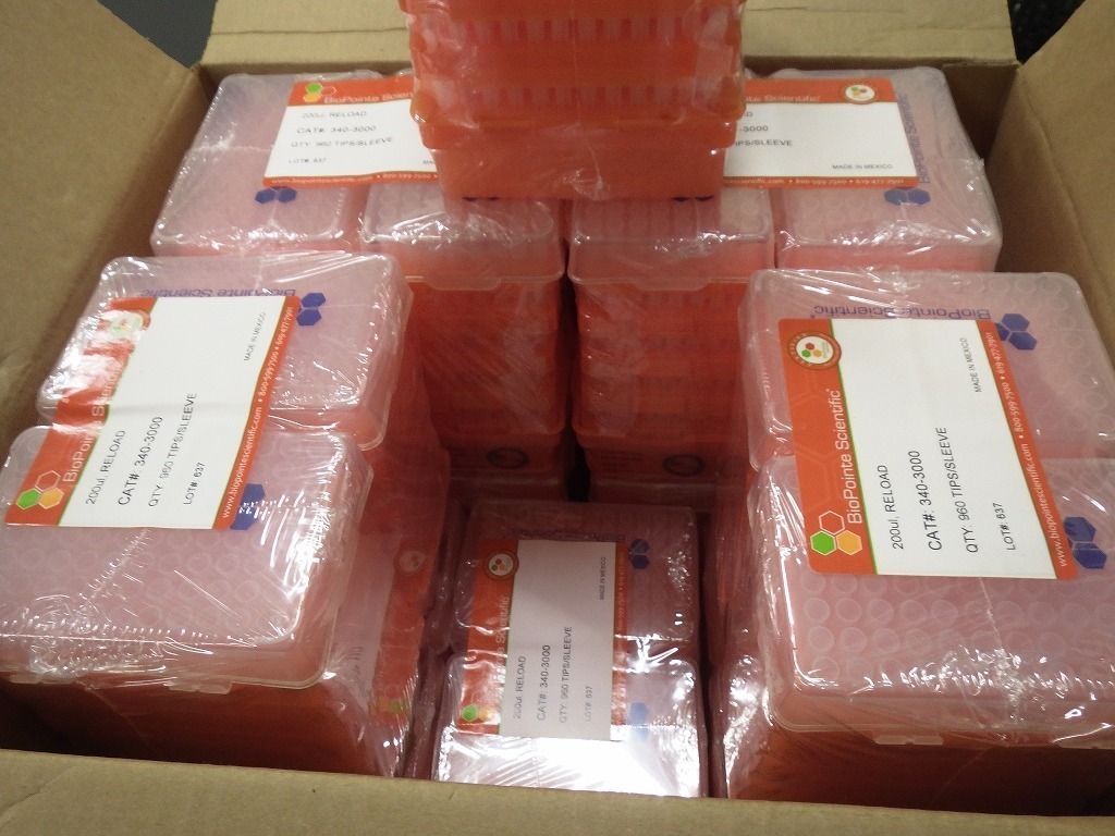 ■送料無料!未使用!BioPointe Scientific ピペットチップ 200μl 9600本! 型番360-3000#637 科学研究 実験 分注【K1026W10】拍卖