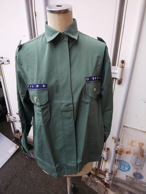 ◆新品未使用!送料無料!長袖Yシャツ Lサイズ【PG-9B】グリーン レディース 制服女性用 仮装コスプレにも【I1009A4】拍卖