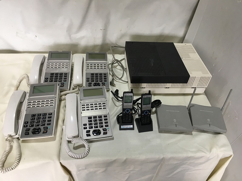 ■NTT 15年製ビジネスフォンセット 主装置 NX2-ME-(E1)+18ボタン標準スター電話機 NX2-18STEL-(1)(W)4台/コードレスNX-DCL-PS-(1)(K)2台拍卖