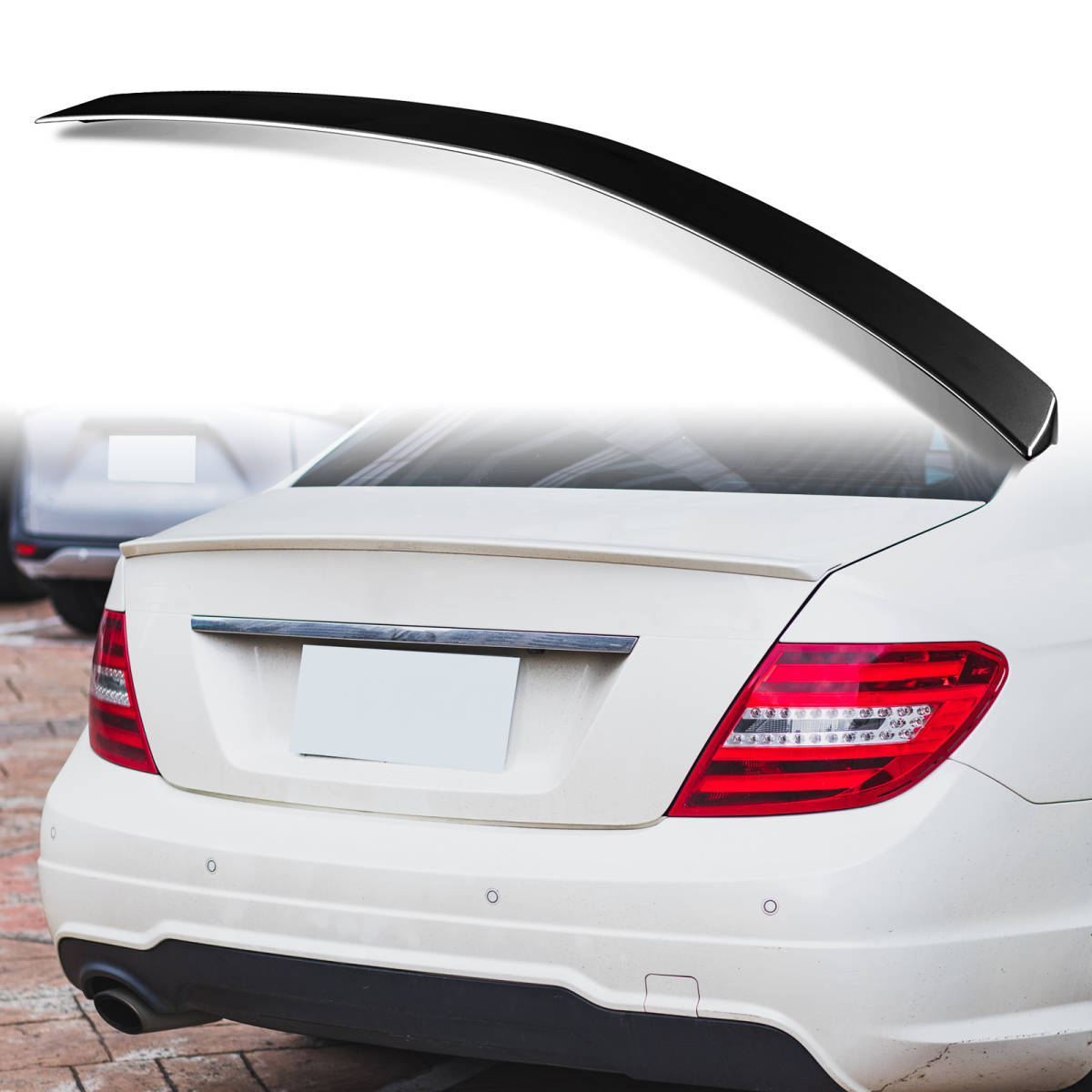 純正色塗装 ABS製 トランクスポイラー メルセデスベンツ用 Cクラス W204用 セダン Aタイプ ポン付け カラーコード:040 QTS-27146拍卖
