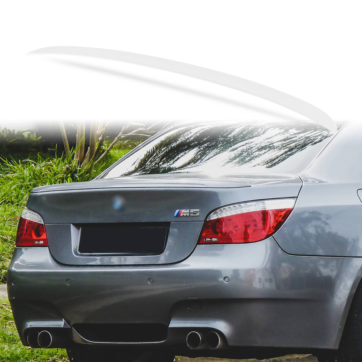 純正色塗装 ABS製 トランクスポイラー BMW用 5シリーズ E60用 セダン M5タイプ ポン付け カラーコード:300 QTS-27172拍卖