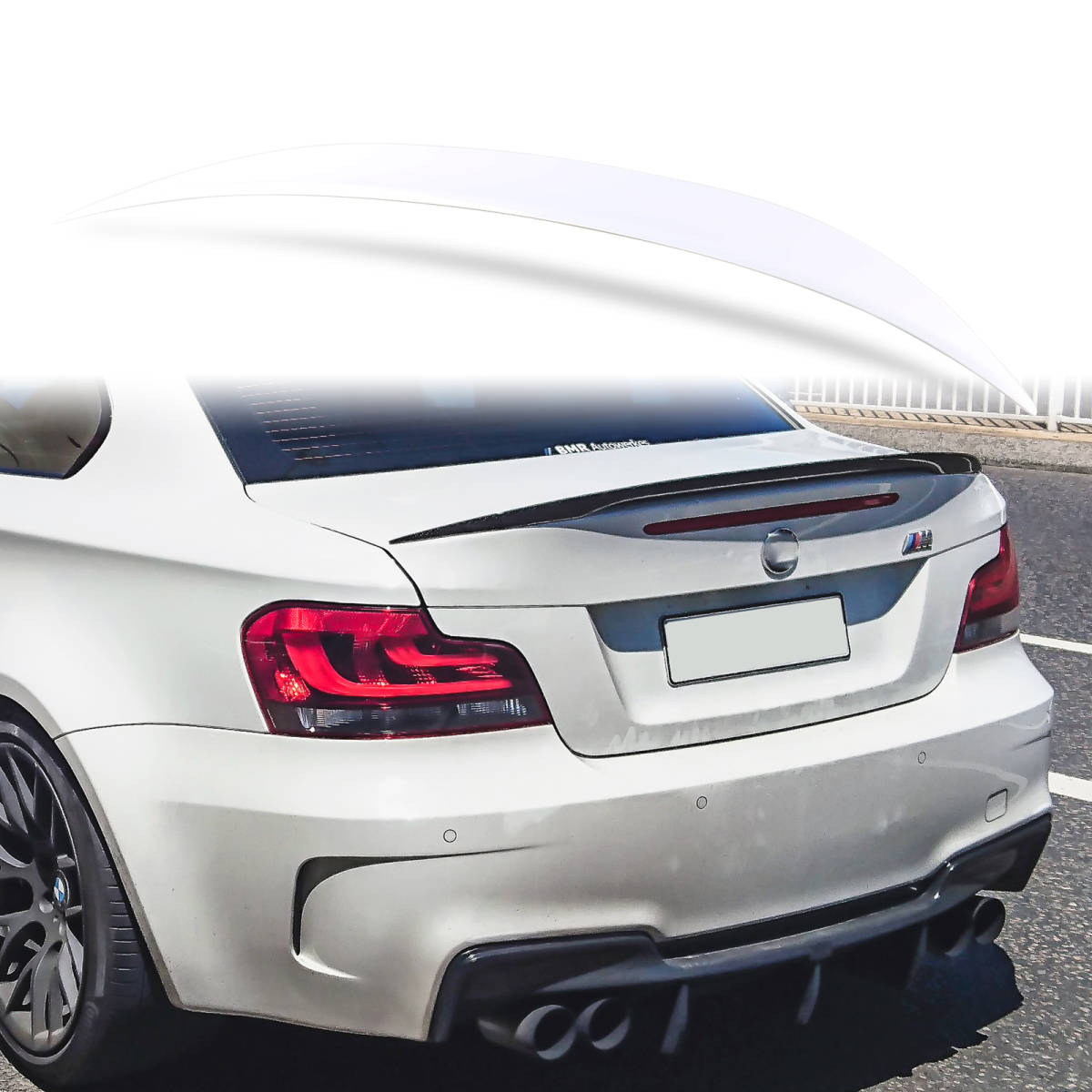 純正色塗装 ABS製 トランクスポイラー BMW用 1シリーズ E82用 クーペ Pタイプ ポン付け カラーコード:300 QTS-27173拍卖