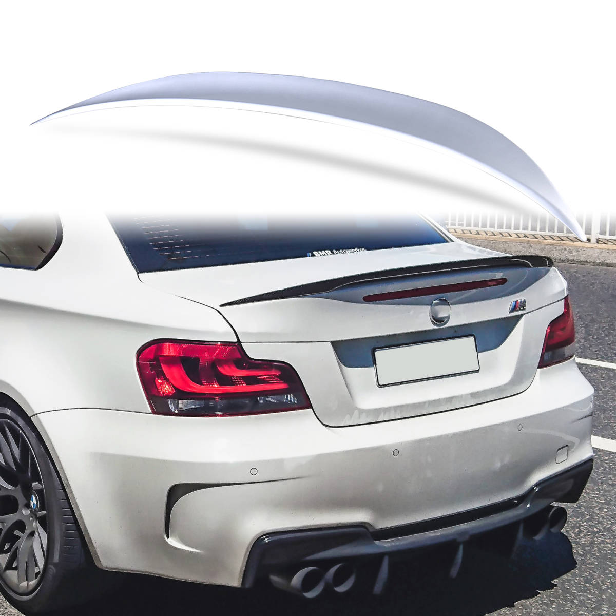 純正色塗装 ABS製 トランクスポイラー BMW用 1シリーズ E82用 クーペ Pタイプ ポン付け カラーコード:354 QTS-27173拍卖