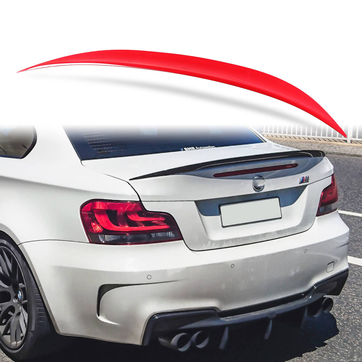 純正色塗装 ABS製 トランクスポイラー BMW用 1シリーズ E82用 クーペ Pタイプ ポン付け カラーコード:A61 QTS-27173拍卖