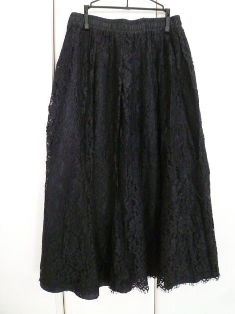 earth music&ecology/アースミュージック&エコロジー□黒総レースロングスカートF/ゴスロリータゴシック系にもブラックフレアー□SK66拍卖