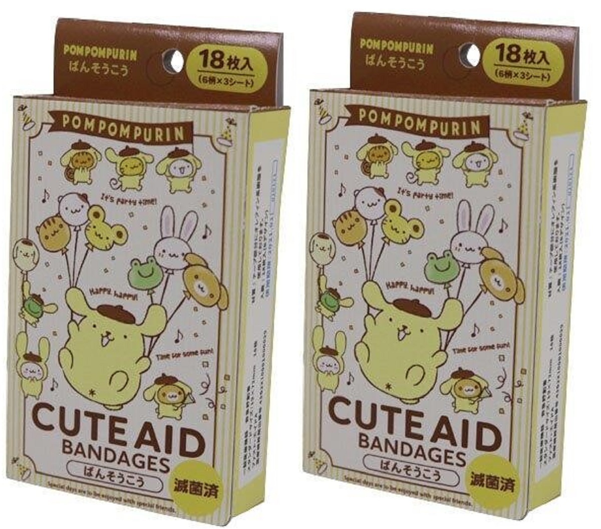 ポムポムプリン ばんそうこう 18枚入 2個セット 絆創膏 CUTE AID拍卖