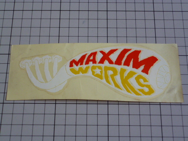 希少 MAXIM WORKS ステッカー 当時物 です(白/152×58mm) マキシム ワークス拍卖