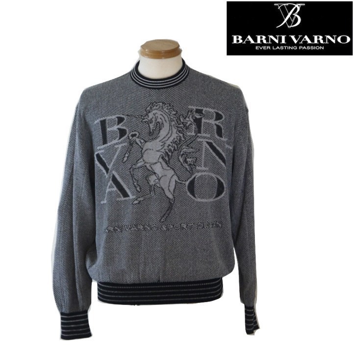バーニヴァーノ/BARNIVARNO 春夏物 ジャガードニット Lサイズ 602-黒系拍卖