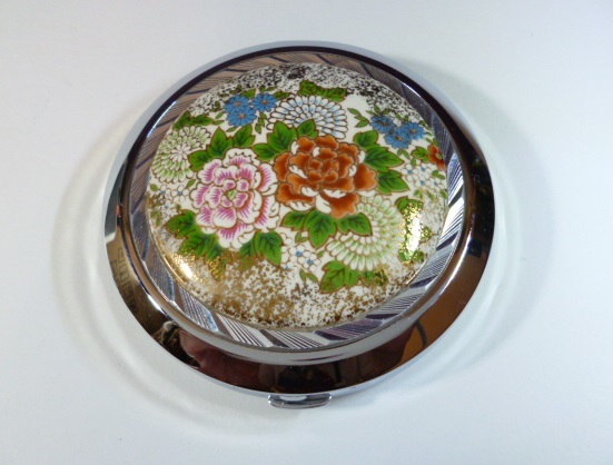 Φ 菊に牡丹 コンパクト ミラー Θ 手鏡拍卖
