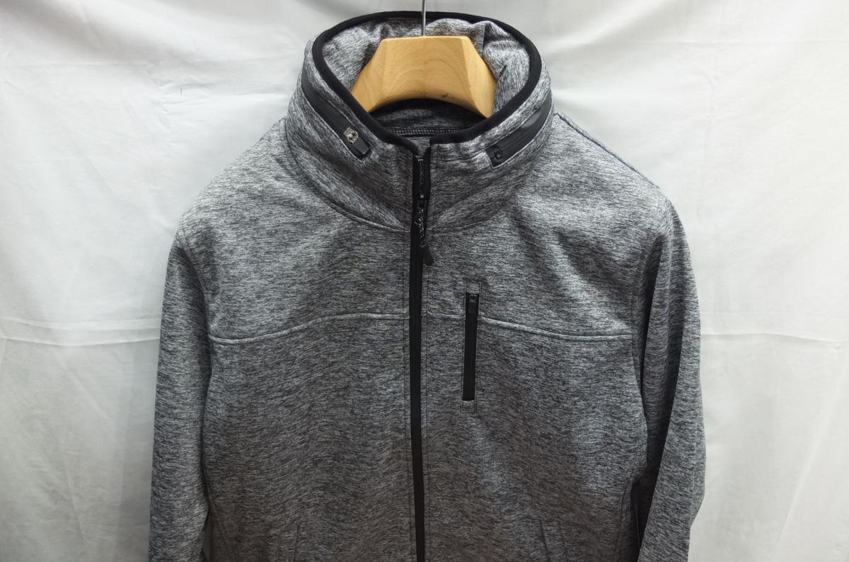 ★送料割引!大きい ウインドブレイカー ゴルフブルゾン 防風防寒 ストレッチ 裏マイクロフリース 2L 杢グレィ EXCUSE★未使用拍卖