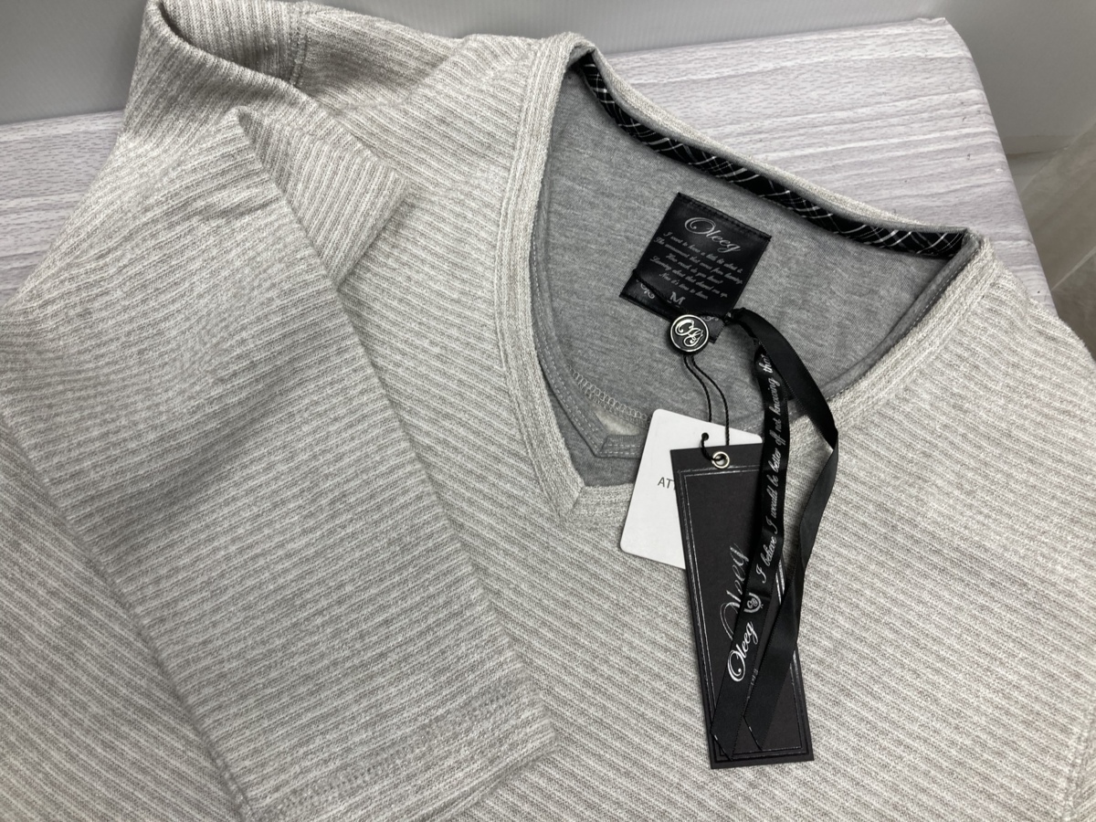 ★送料割引!ゴルフセーター Vネックニット ブークレフリース フェイクレイヤード LL 明グレィ Oleeg★未使用格安!拍卖