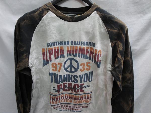 ★送料割引!長袖Tシャツ 2トーン ムラ染調プリント ヘビーウエイト天竺 XLサイズ 黒 ALPHANUMERIC★未使用格安!拍卖