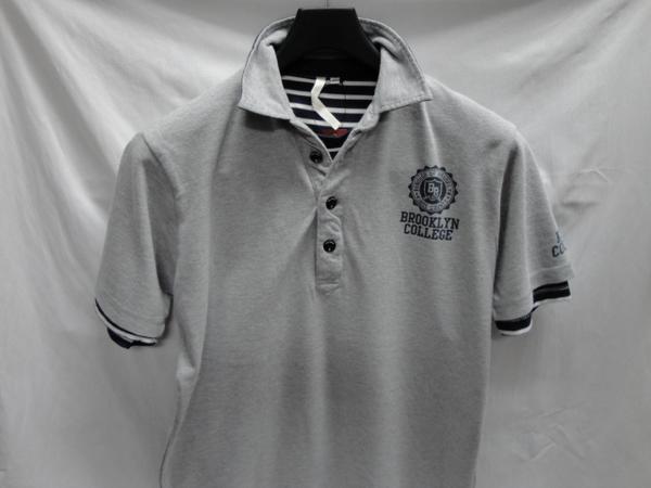 ★送料割引!ポロシャツ ゴルフシャツ フェイクレイヤード プリント 鹿の子 Mサイズ グレィ OIL CAKE★未使用格安!拍卖