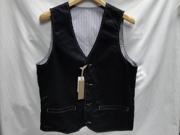 ★送料割引!ベスト リバーシブル ブルゾン 綾織綿布 Mサイズ 紺 OIL CAKE★未使用格安!拍卖