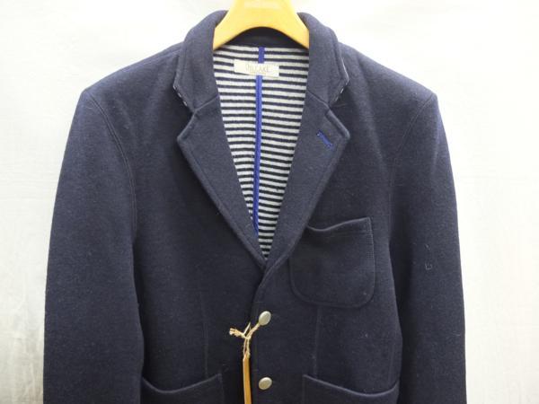 ★送料割引!イージージャケット テーラード 圧縮ウールニット 2ボタン Lサイズ 紺 OIL CAKE★未使用格安!拍卖