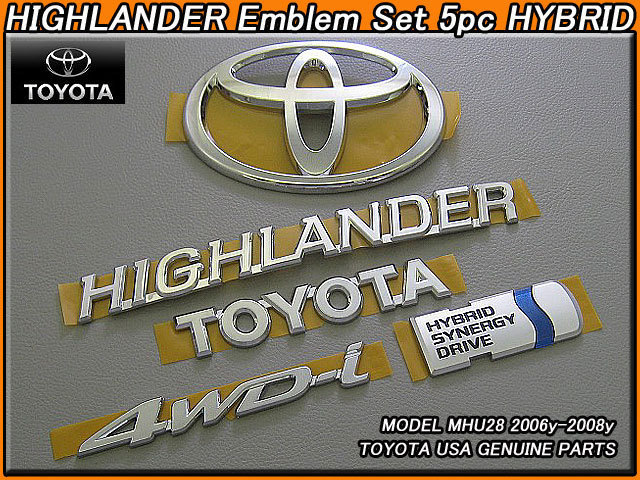 クルーガーHYBRID/TOYOTA/MHU28トヨタHighlanderハイブリッド純正USエンブレムセット-前後5点/USDM北米仕様ハイランダーUSAシンボルTマーク拍卖