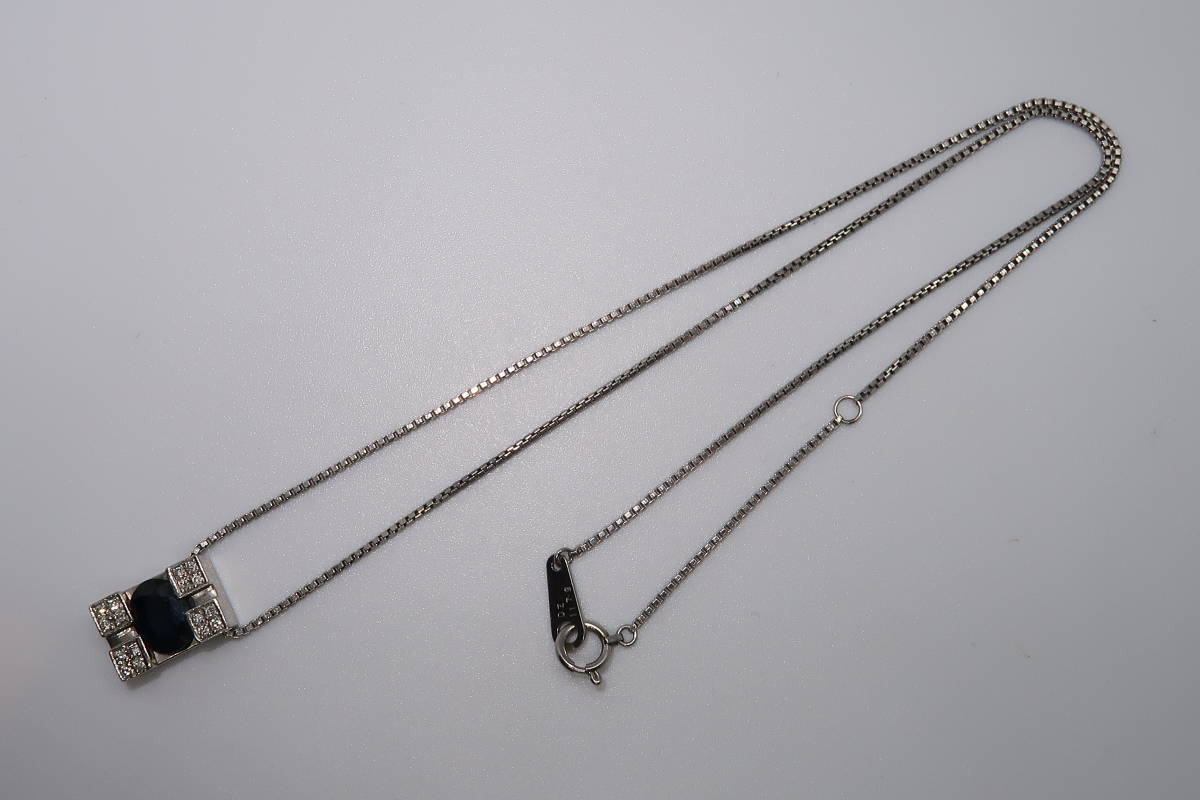 ■□Pt850 サファイア 1.62ct ダイヤモンド 0.11ct ネックレス□■拍卖