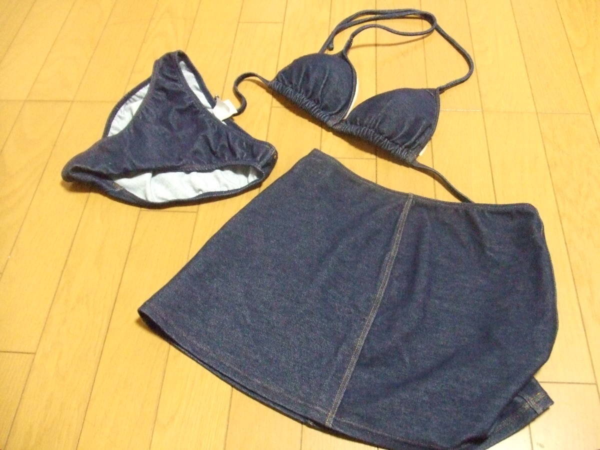 デニム生地 ★ レディース★水着 ビキニ ワイヤー無し サイズ9M M310拍卖