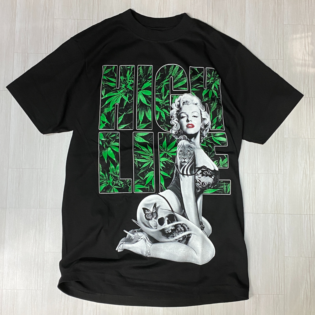 LA発 【XL】 マリリンモンロー Monroe グラフィック 半袖 ヘビーウェイト Tシャツ HIPHOP ウェストコースト HighLife ハイライフ 黒 420拍卖