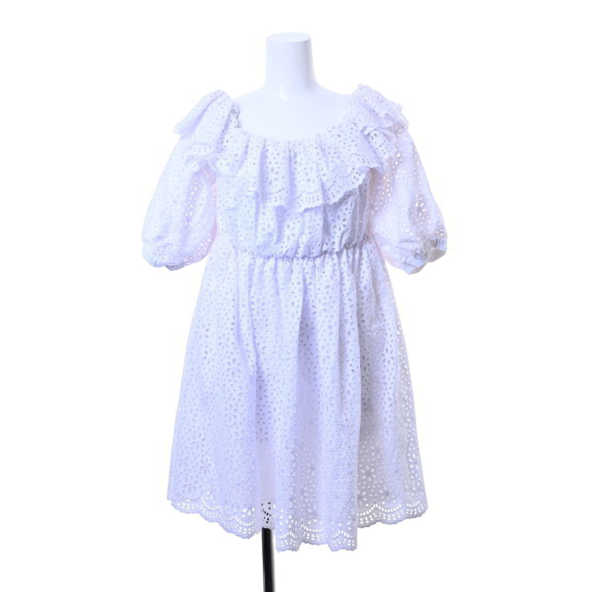 MSGM ラッフル ドロップショルダー ドレス ワンピース 38 ホワイト エムエスジーエム KL4CBL2B66拍卖