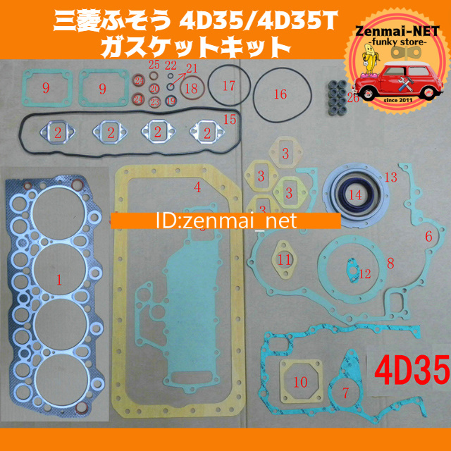 J265 三菱ふそう 4D35/4D35T型エンジン トラック/バス ガスケットキットセット シリンダーヘッドロッカーカバー 修理 オーバーホール拍卖