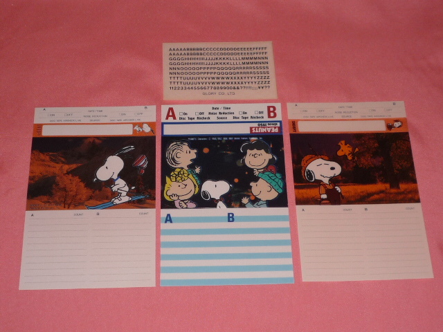 激レア!レトロ スヌーピーキャラクター カセット インデックスラベル 3種セット 日本製☆拍卖