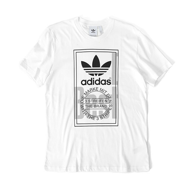 古着 adidas アディダスオリジナルス ラベルロゴ プリントTシャツ CD6830 XO 白 半袖Tシャツ メンズ拍卖