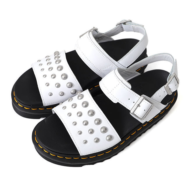 アウトレット品 Dr.Martens ドクターマーチン VOSS スタッズ ホワイトレザー ストラップサンダル 25454100 UK5 24cm 白 レディース拍卖