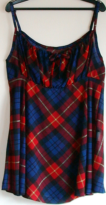 <スサ・デ・ボンボン>ビビッドなチェックのキャミソールワンピース(USED)拍卖