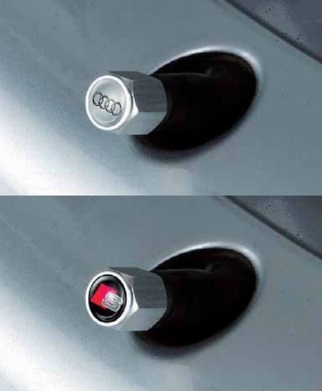 アウディ純正 バルブキャップ (アルミ製・シンボルマーク入り) A1/A3/A4/A5/A6/A7/A8/Q2/Q3/Q5/Q7/TT拍卖