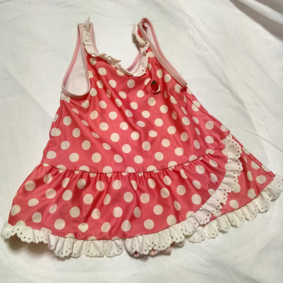 キッズ水着 110 キムラタン ワンピース水着 女の子 ピンク系水玉模様 220609拍卖