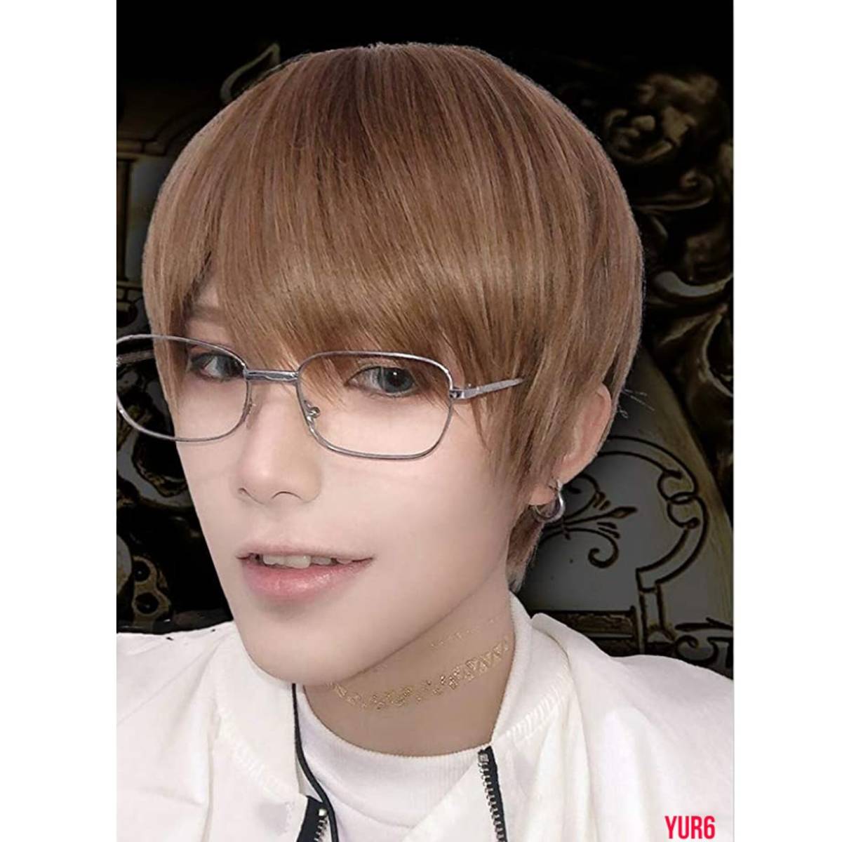 ゴールド メンズ ショートウィッグ フルウィッグ かつら 耐熱ファイバー 通気性 サラサラ 人工頭皮 ナチュラル 普段使い パーティー拍卖