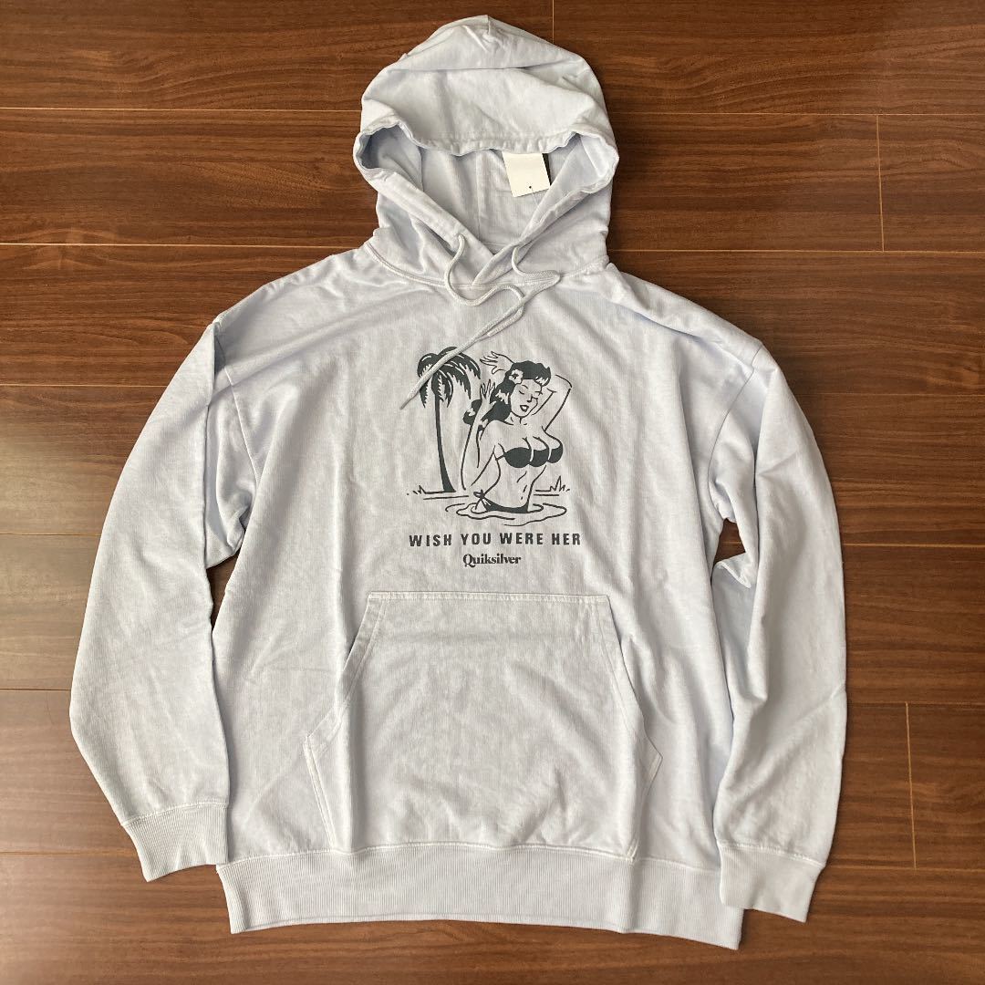 クイックシルバー パーカー 薄ブルー サックスブルー S拍卖