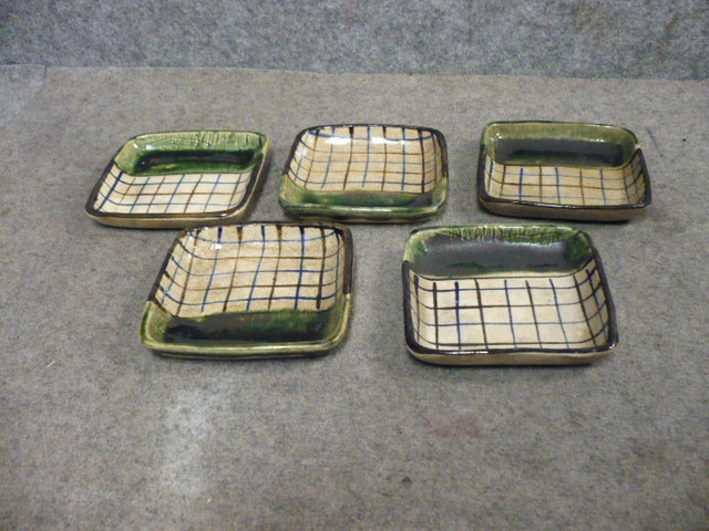 【政】31073 織部角小皿 5枚 骨董 古物拍卖