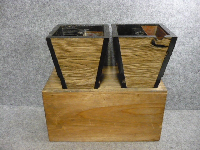 【政】31056 つるべ型花生 1対 花入 花瓶 茶道具 置物 お花拍卖