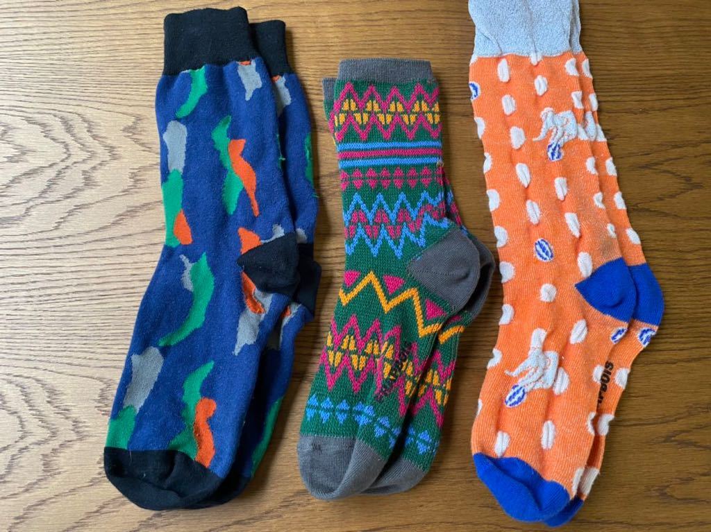 フラボア カラフルソックス 3足セット◆靴下拍卖