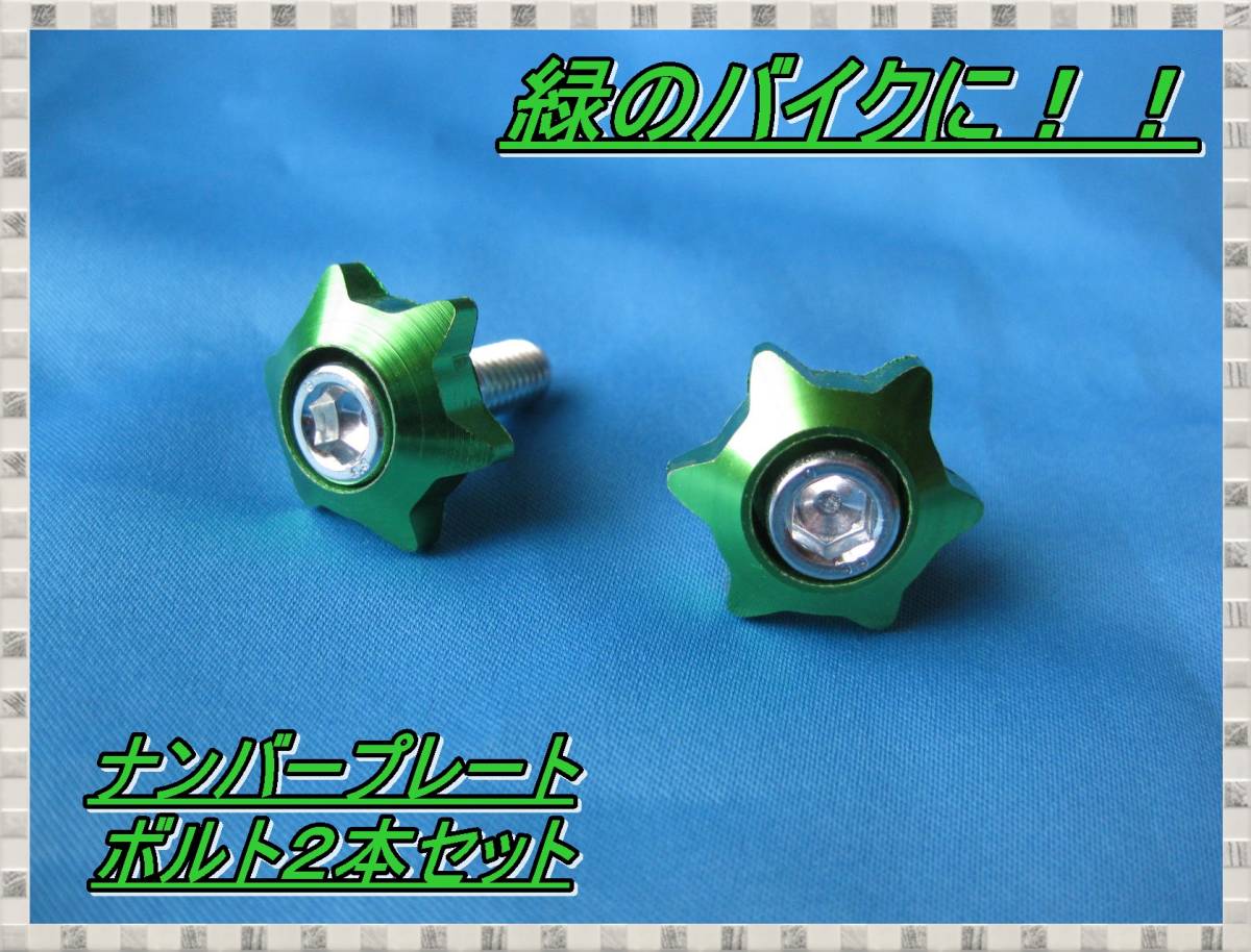 匿名配送送料無料 Kawasakiなど緑のバイクに!!6角形!? ナンバープレートボルトセット② どなたでも簡単に交換出来ます カスタム DIY拍卖