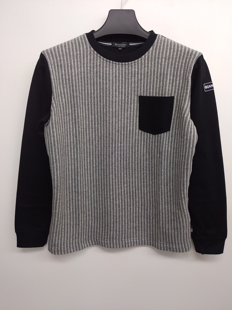 Tシャツ 50%OFF BIANERO 秋冬物 ストライプ長T(50)2L 新品拍卖