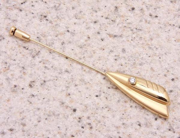 《質屋出品》k18★天然ダイアモンド0.13ctピンブローチ★C-3291拍卖